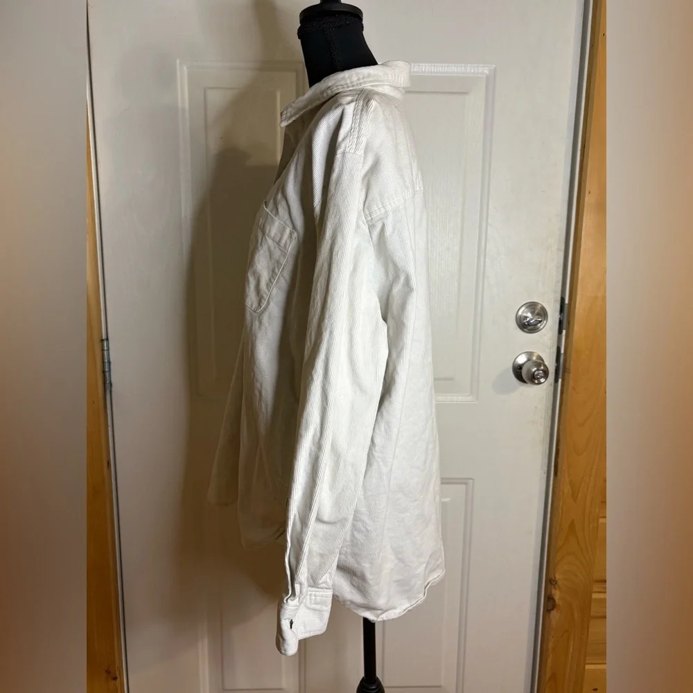 J.Crew Ivory Corduroy Button Down Shirt/Shacket Cotton w/ Pockets Size XL